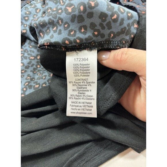Dolan Anthropologie Marilyn Blouse Top Dark Blue Grey Black Animal Leopard Print - Picture 9 of 11